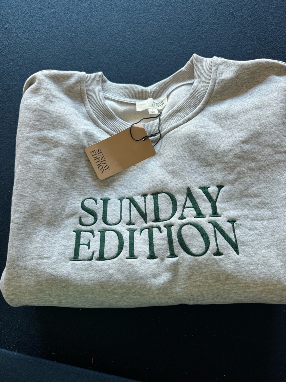 SUNDAY EDITION Crewneck Sweatshirt with Green Embroidery/ unisex soft cue comfy💚